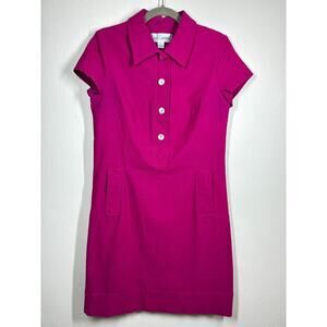 Sara Campbell Pink Stretchy Shirt‎ Dress 8 Short Sleeve Preppy Quiet Luxury